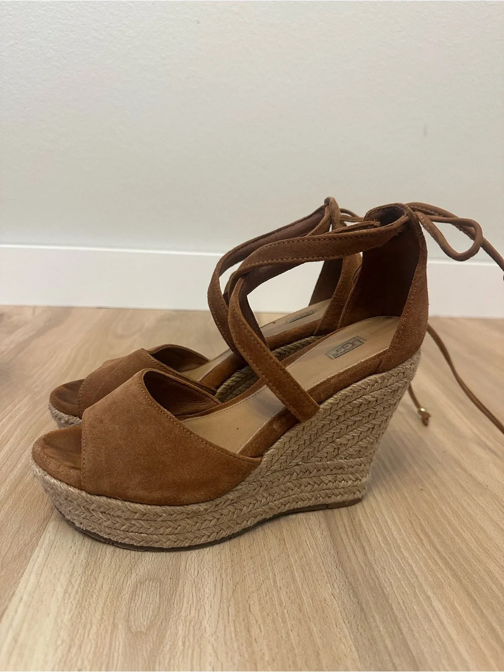 Ugg Reagan Suede Wedge Espadrille Sandals - Size 7